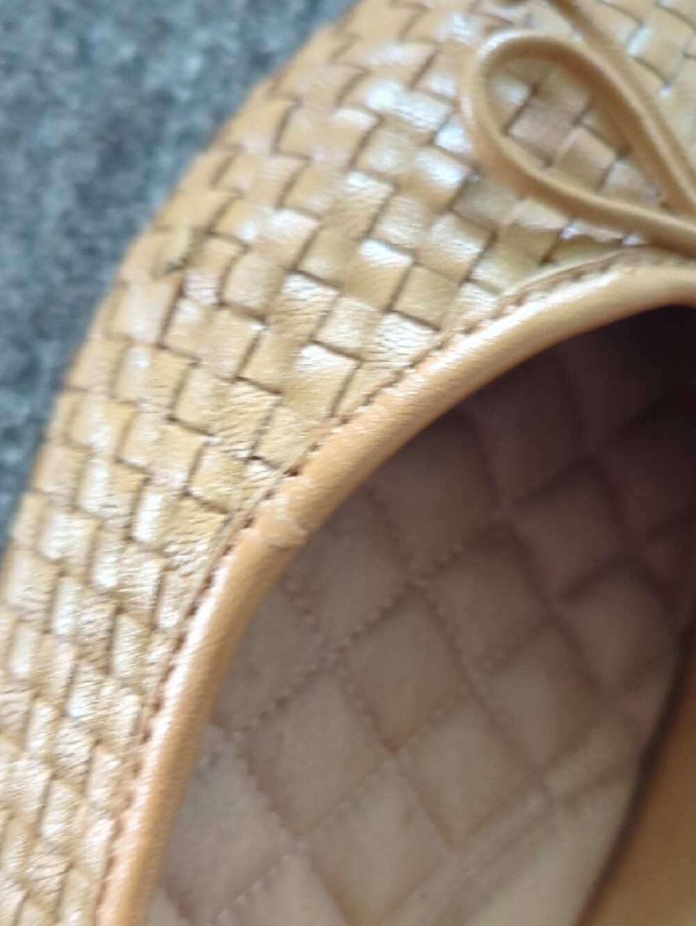 Birdies Tan Woven Pointed-Toe Flats with Bow - Picture 7 of 8